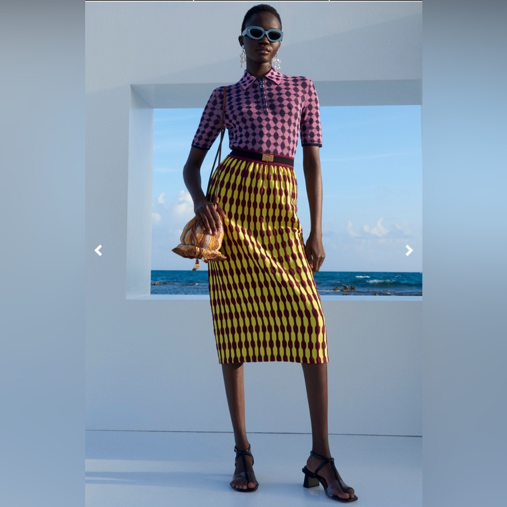 Tory Burch Stylish Yellow and Purple Skirt XS